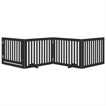 Cancello per Cani Porta Pieghevole Nero 4 Pannelli 320cm Pioppo | homemem39
