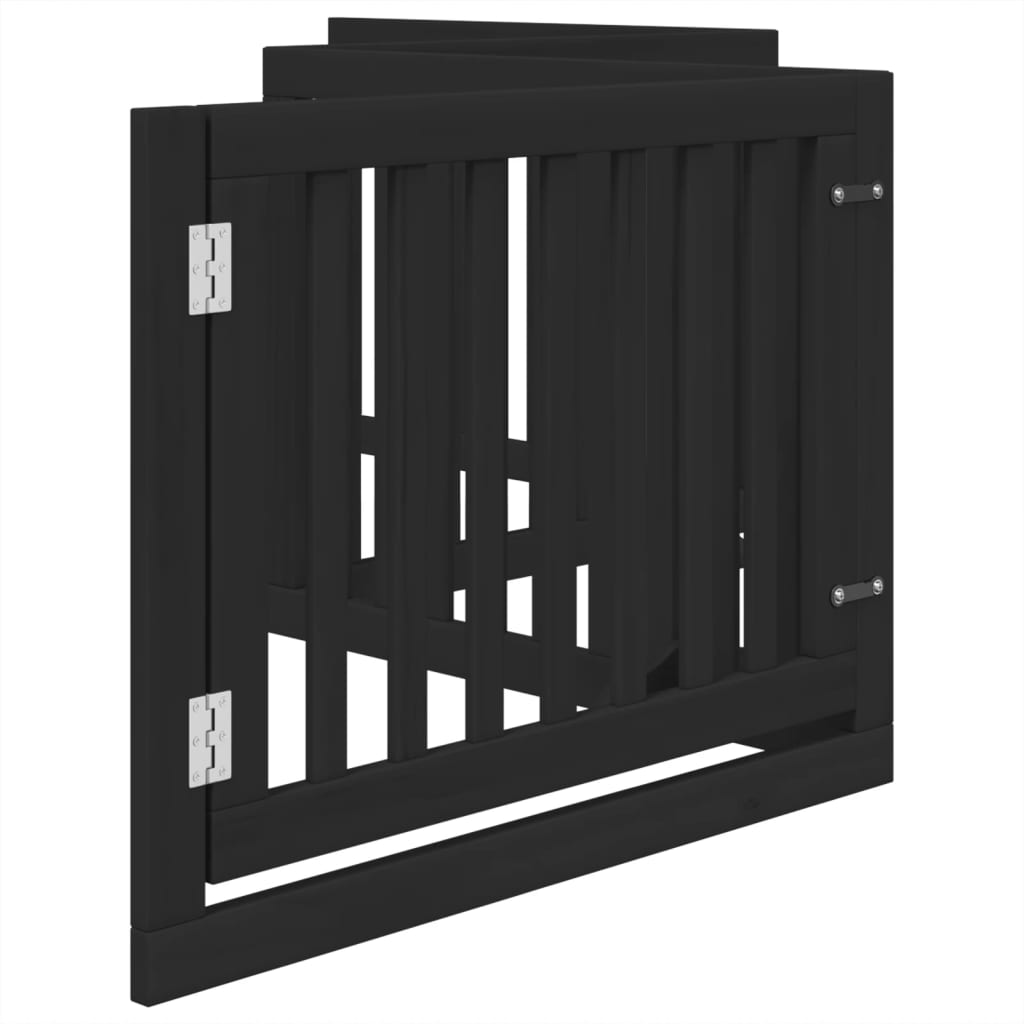 Cancello per Cani Porta Pieghevole Nero 4 Pannelli 320cm Pioppo | homemem39