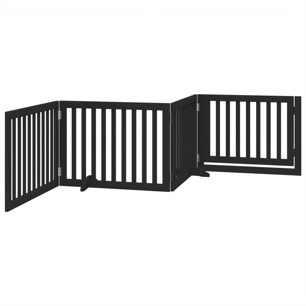 Cancello per Cani Porta Pieghevole Nero 4 Pannelli 320cm Pioppo | homemem39