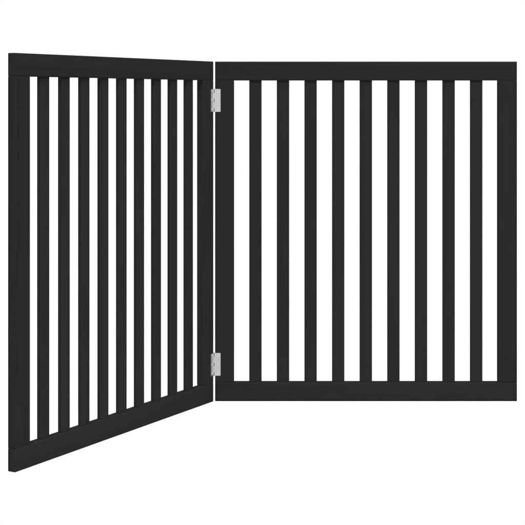 Cancello per Cani Pieghevole 2 Pannelli Nero 160cm Legno Pioppo | homemem39