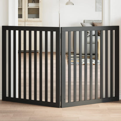 Cancello per Cani Pieghevole 2 Pannelli Nero 160cm Legno Pioppo | homemem39