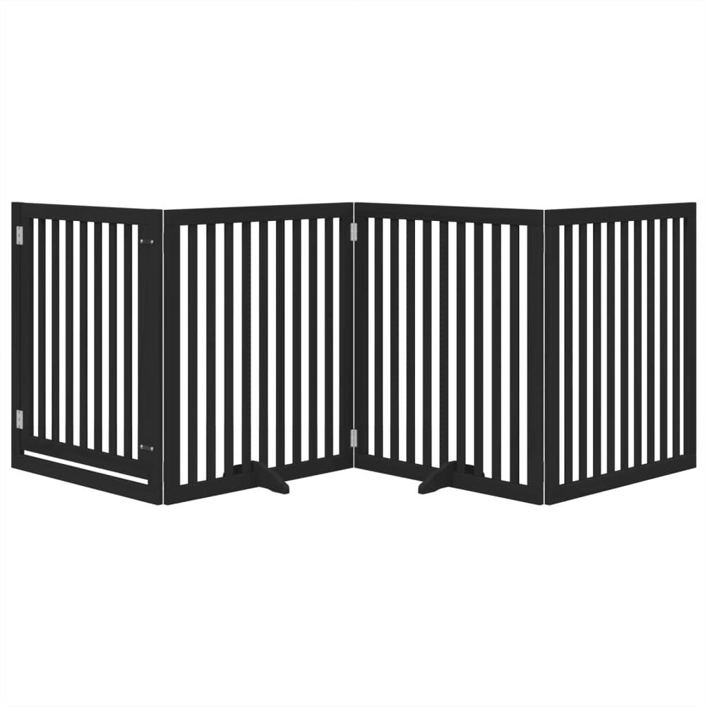 Cancello per Cani Porta Pieghevole Nero 4 Pannelli 320cm Pioppo | homemem39