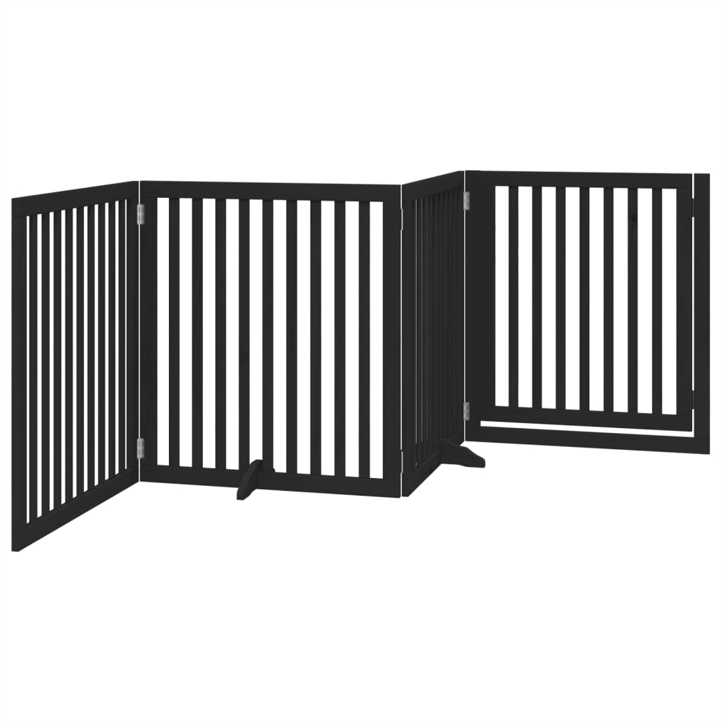 Cancello per Cani Porta Pieghevole Nero 4 Pannelli 320cm Pioppo | homemem39