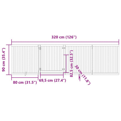 Cancello per Cani Porta Pieghevole Nero 4 Pannelli 320cm Pioppo | homemem39