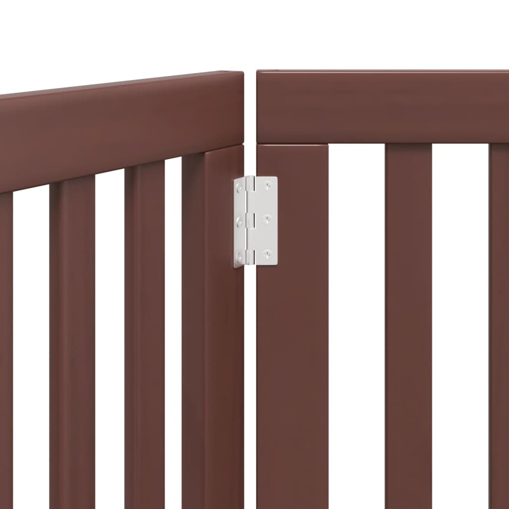 Cancello Cani Pieghevole 3 Pannelli Marrone 150cm Legno Pioppo | homemem39