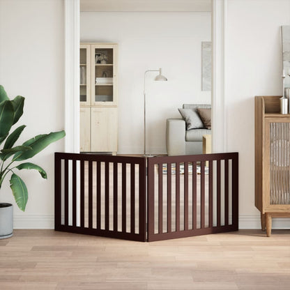 Cancello Cani Pieghevole 2 Pannelli Marrone 160cm Legno Pioppo