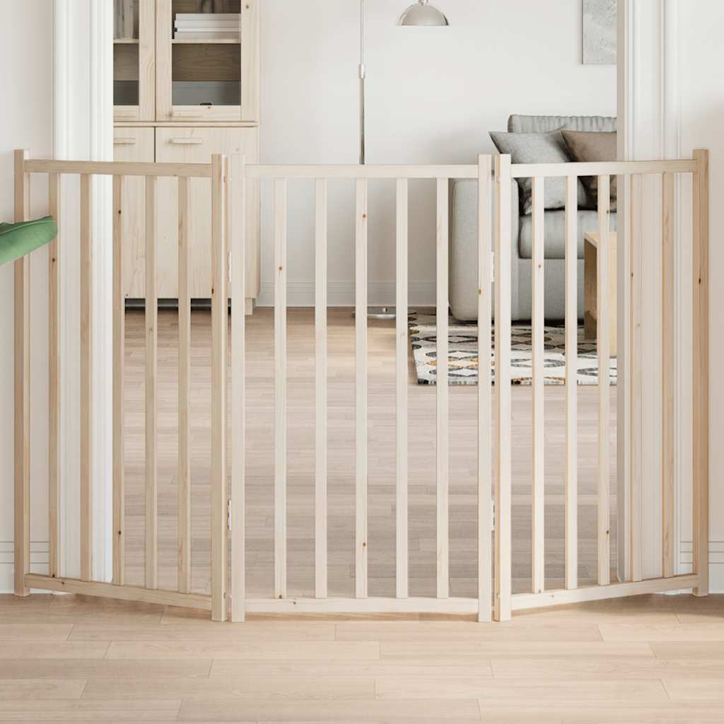 Cancelletto per cani pieghevole a 3 pannelli 150 cm in legno massello di abete | homemem39