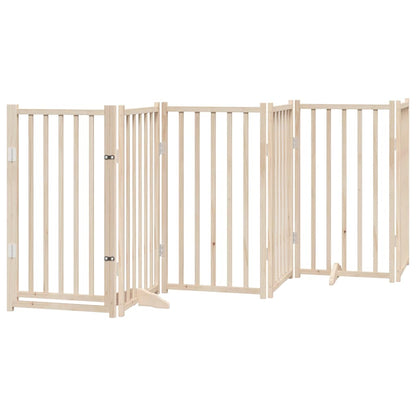 Cancelletto per cani con porta pieghevole 6 pannelli 300 cm in legno massello di abete | homemem39