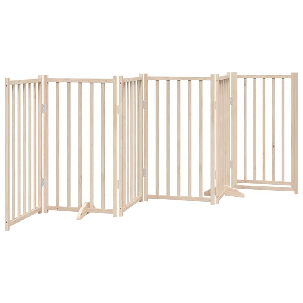 Cancelletto per cani con porta pieghevole 6 pannelli 300 cm in legno massello di abete | homemem39
