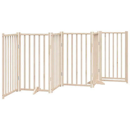 Cancelletto per cani con porta pieghevole 6 pannelli 300 cm in legno massello di abete | homemem39