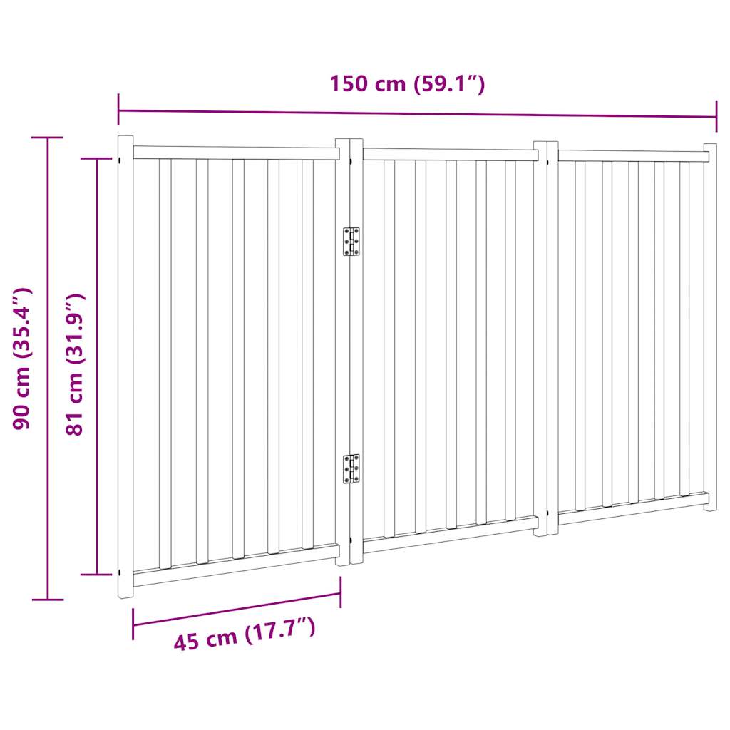 Cancello Cani Pieghevole 3 Pannelli Bianco 150cm Massello Abete | homemem39