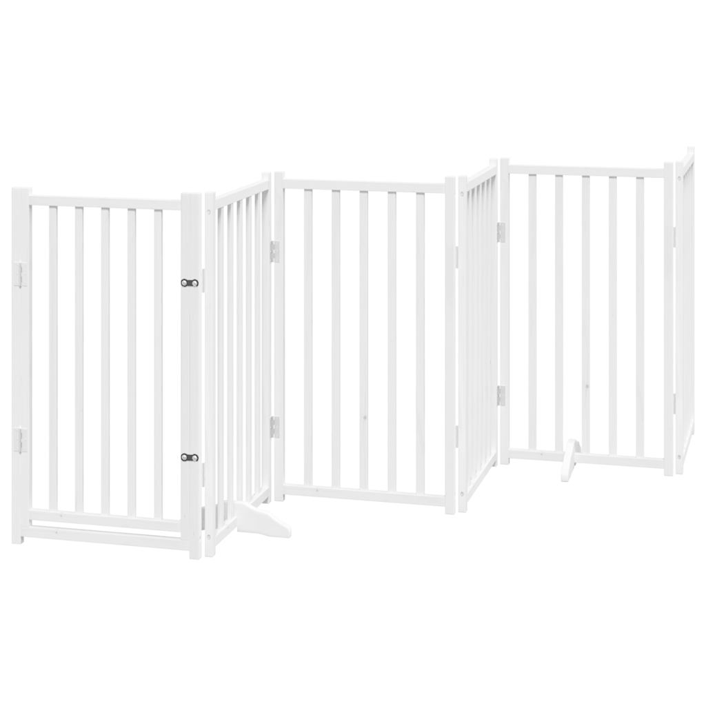 Cancello Cani Pieghevole Bianco 6 Pannelli 300cm Massello Abete | homemem39