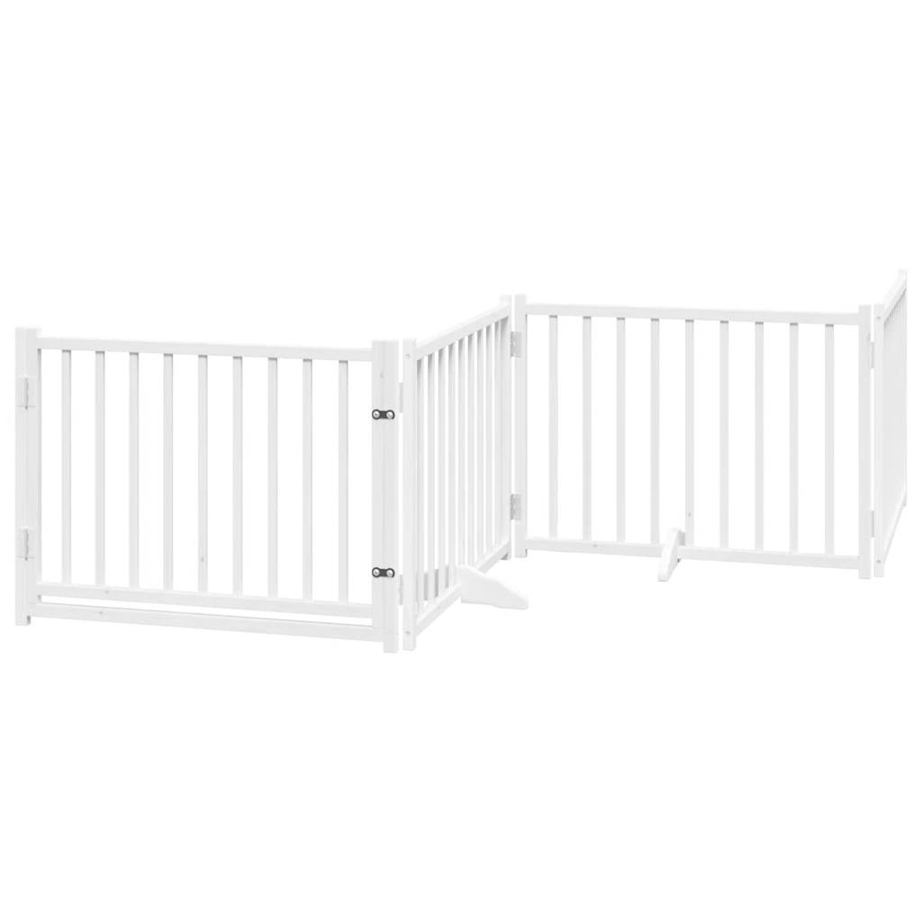 Cancello Cani Pieghevole Bianco 4 Pannelli 320cm Massello Abete | homemem39