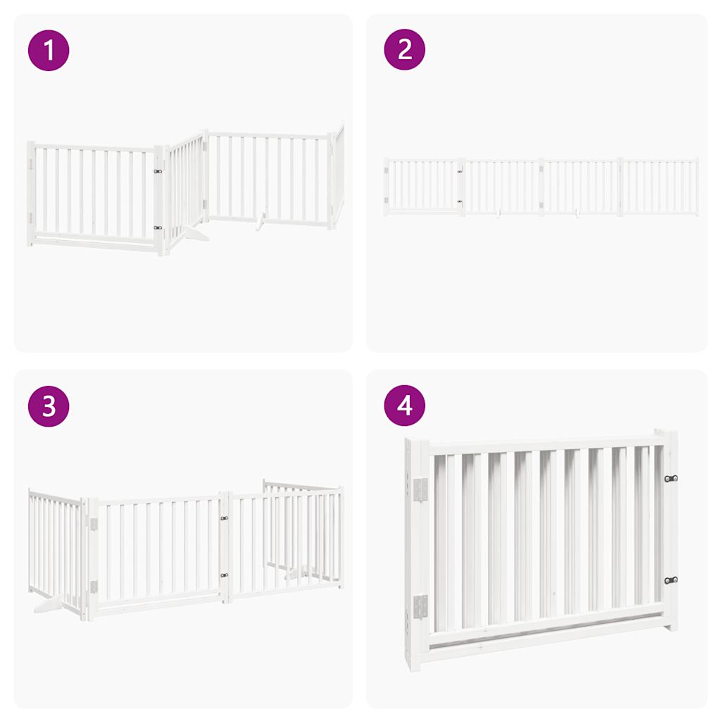 Cancello Cani Pieghevole Bianco 4 Pannelli 320cm Massello Abete | homemem39