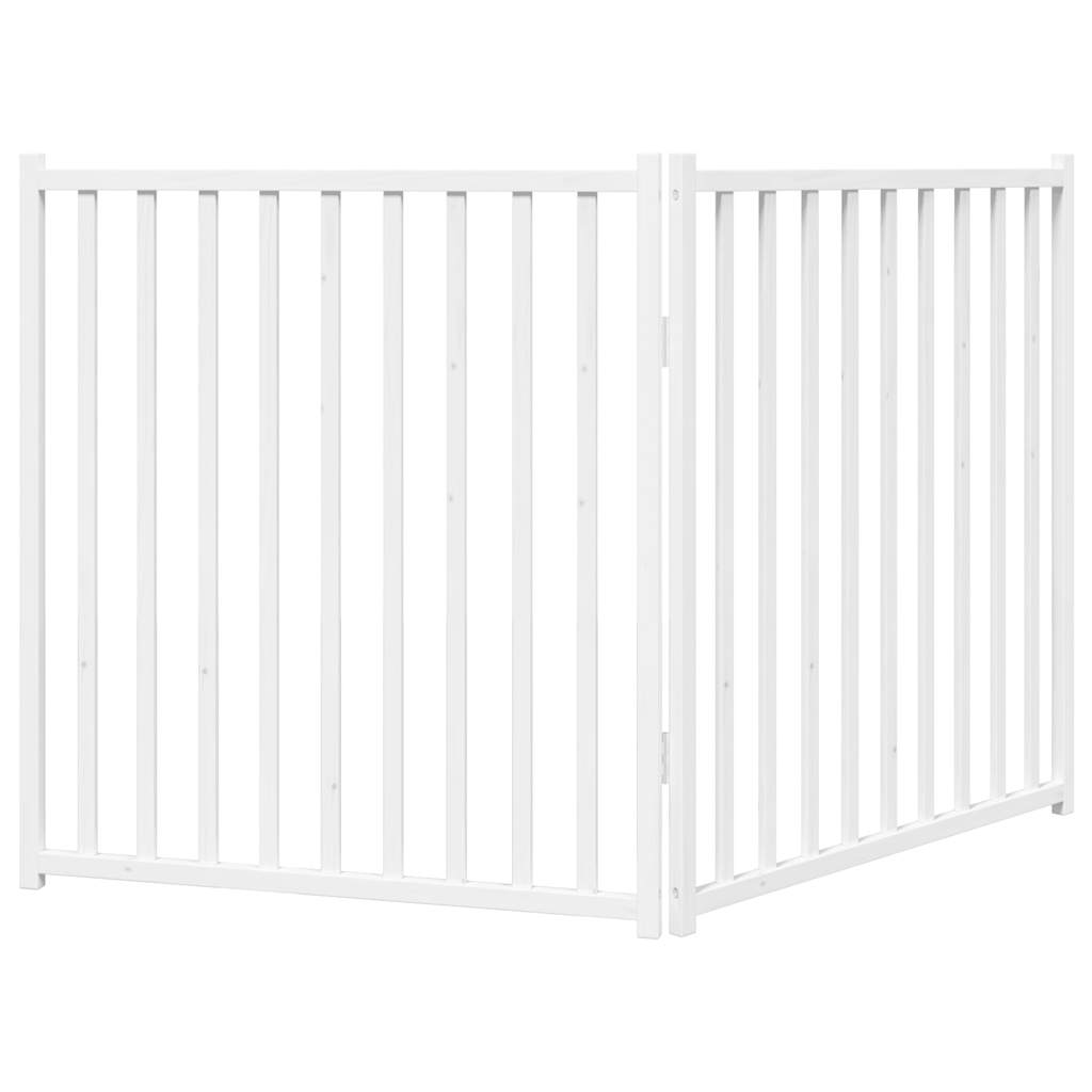 Cancello Cani Pieghevole 2 Pannelli Bianco 160cm Massello Abete | homemem39
