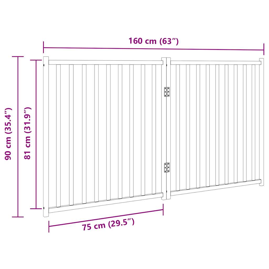 Cancello Cani Pieghevole 2 Pannelli Bianco 160cm Massello Abete | homemem39