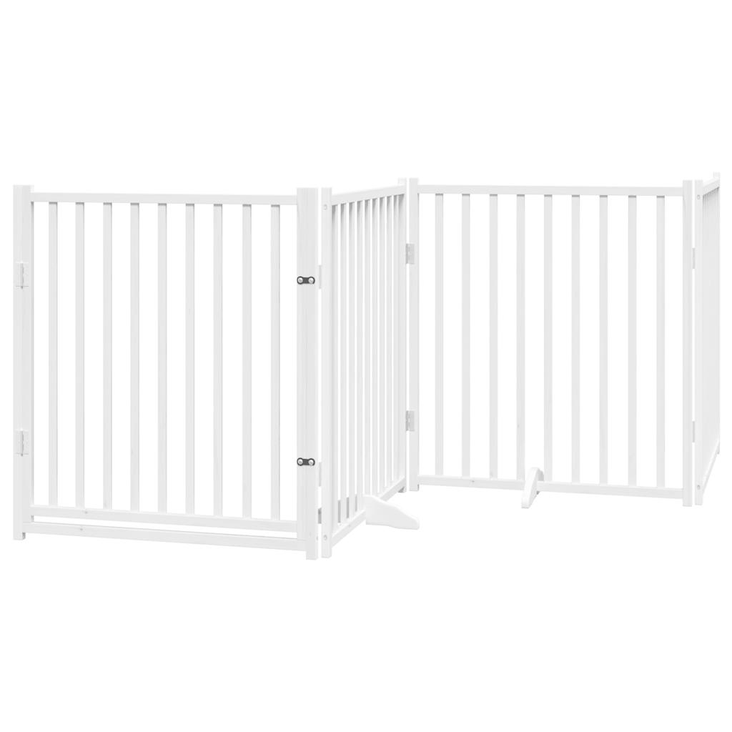 Cancello Cani Pieghevole Bianco 4 Pannelli 320cm Massello Abete | homemem39