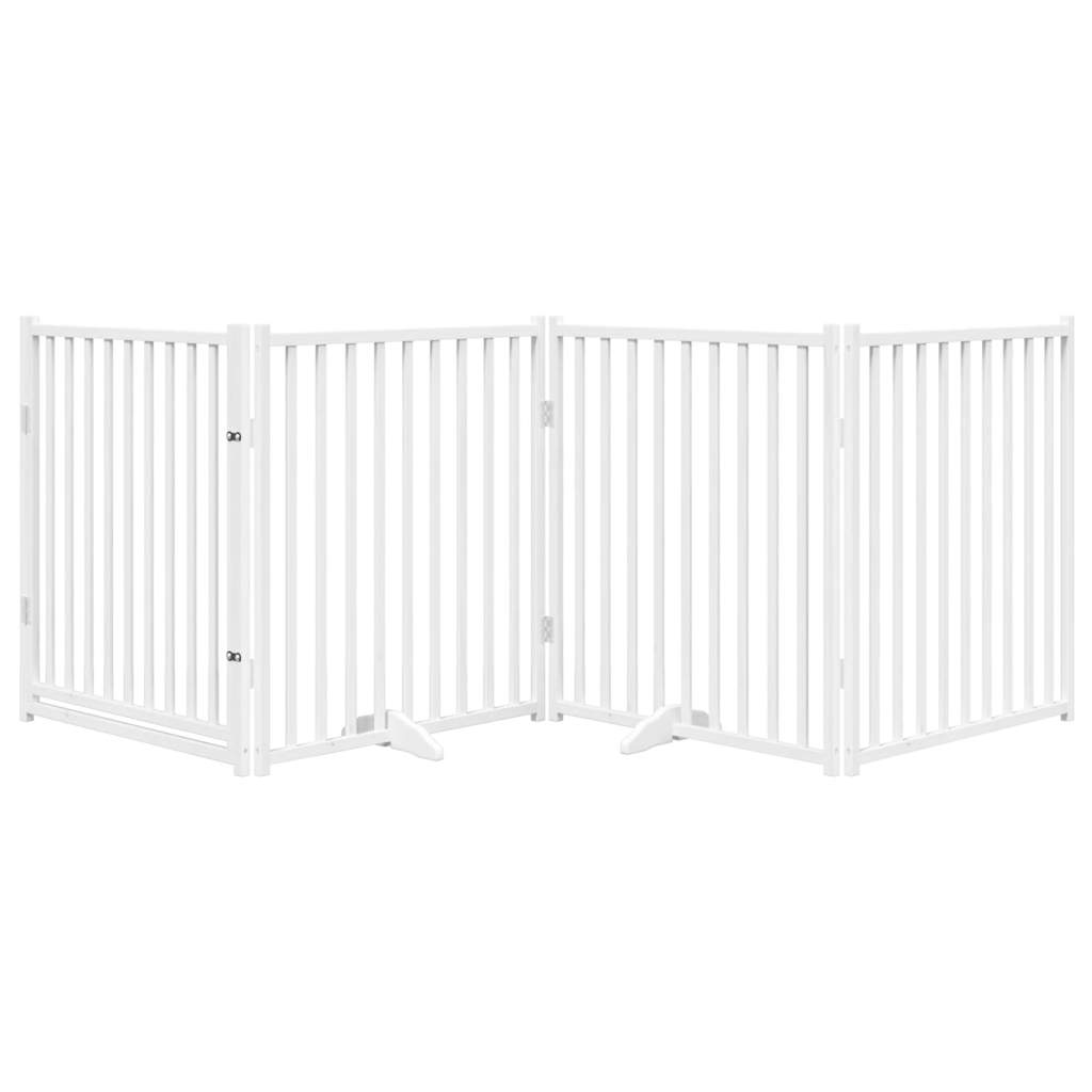 Cancello Cani Pieghevole Bianco 4 Pannelli 320cm Massello Abete | homemem39