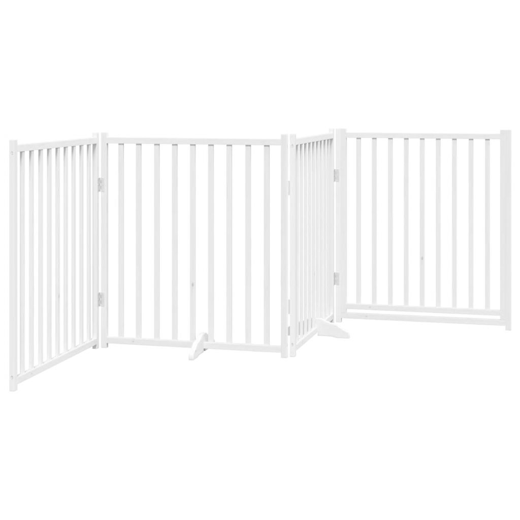 Cancello Cani Pieghevole Bianco 4 Pannelli 320cm Massello Abete | homemem39