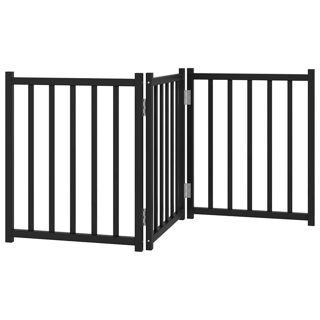 Cancello Cani Pieghevole 3 Pannelli Nero 150 cm Massello Abete | homemem39