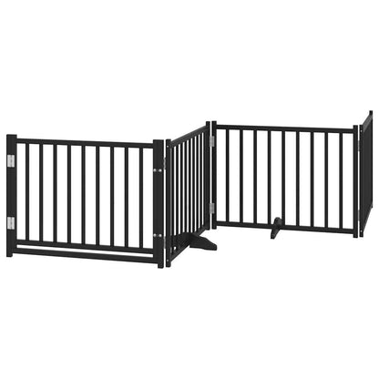 Cancello Cani Pieghevole Nero 4 Pannelli 320 cm Massello Abete | homemem39