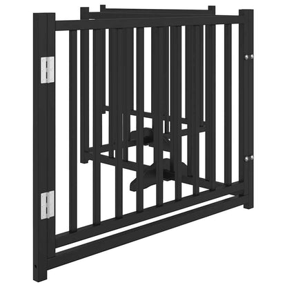 Cancello Cani Pieghevole Nero 4 Pannelli 320 cm Massello Abete | homemem39