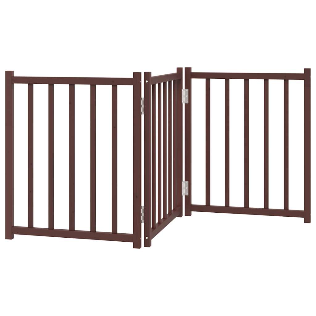 Cancello Cani Pieghevole 3Pannelli Marrone 150cm Massello Abete | homemem39