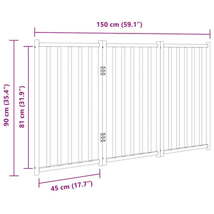 Cancello Cani Pieghevole 3Pannelli Marrone 150cm Massello Abete
