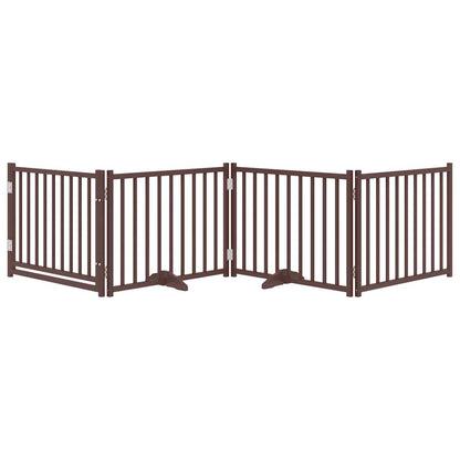 Cancello Cani Pieghevole Marrone 4Pannelli 320cm Massello Abete