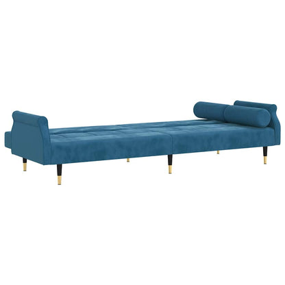 Divano Letto con Cuscini Blu in Velluto - homemem39