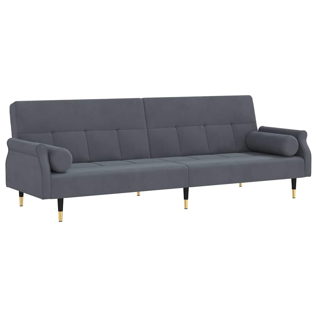 Divano Letto con Cuscini Grigio Scuro in Velluto - homemem39