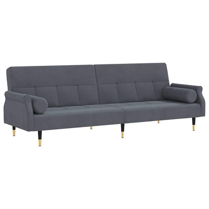 Divano Letto con Cuscini Grigio Scuro in Velluto - homemem39