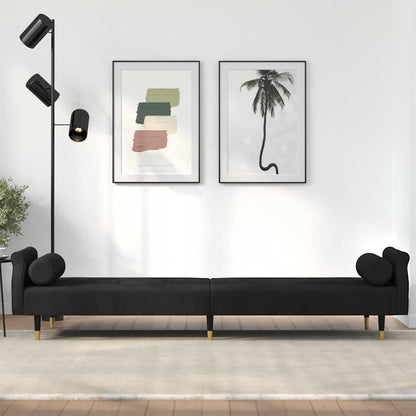 Divano Letto con Cuscini Nero in Velluto - homemem39