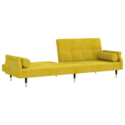 Divano Letto con Cuscini Giallo in Velluto - homemem39