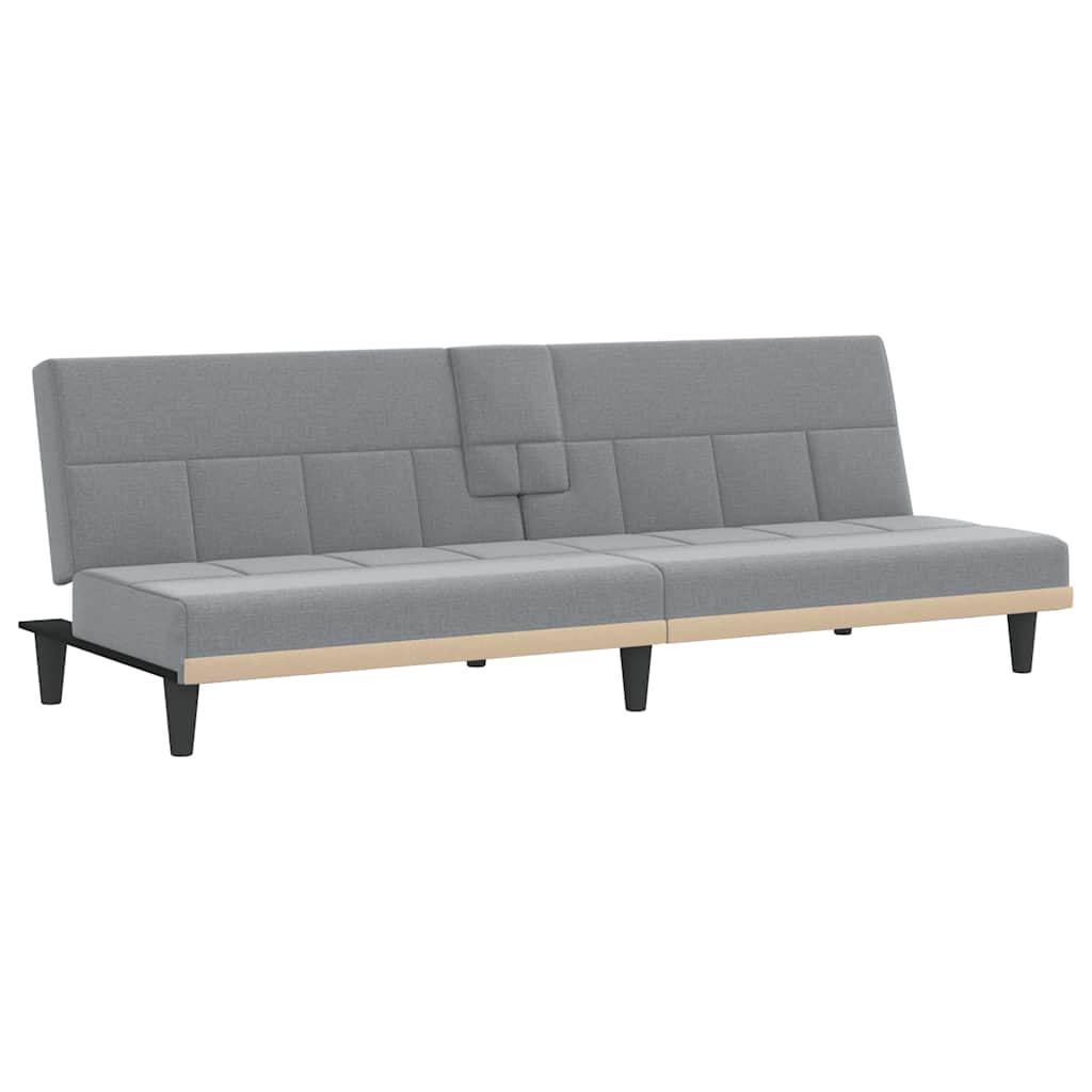 Divano Letto con Portabicchieri in Tessuto Grigio Chiaro | homemem39