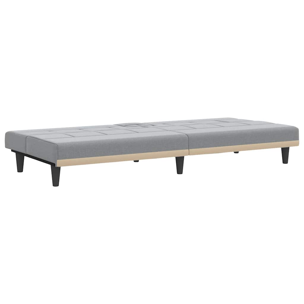 Divano Letto con Portabicchieri in Tessuto Grigio Chiaro | homemem39
