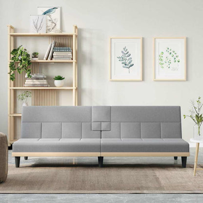 Divano Letto con Portabicchieri in Tessuto Grigio Chiaro | homemem39