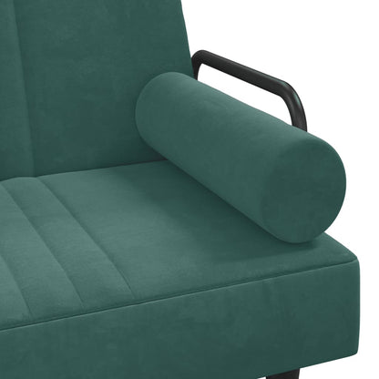 Divano Letto con Braccioli Verde Scuro in Velluto