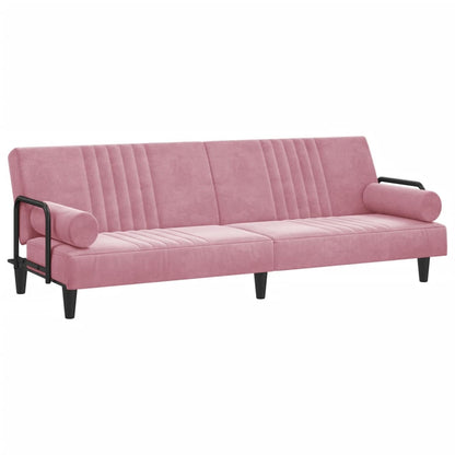 Divano Letto con Braccioli Rosa in Velluto