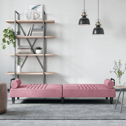 Divano Letto con Braccioli Rosa in Velluto