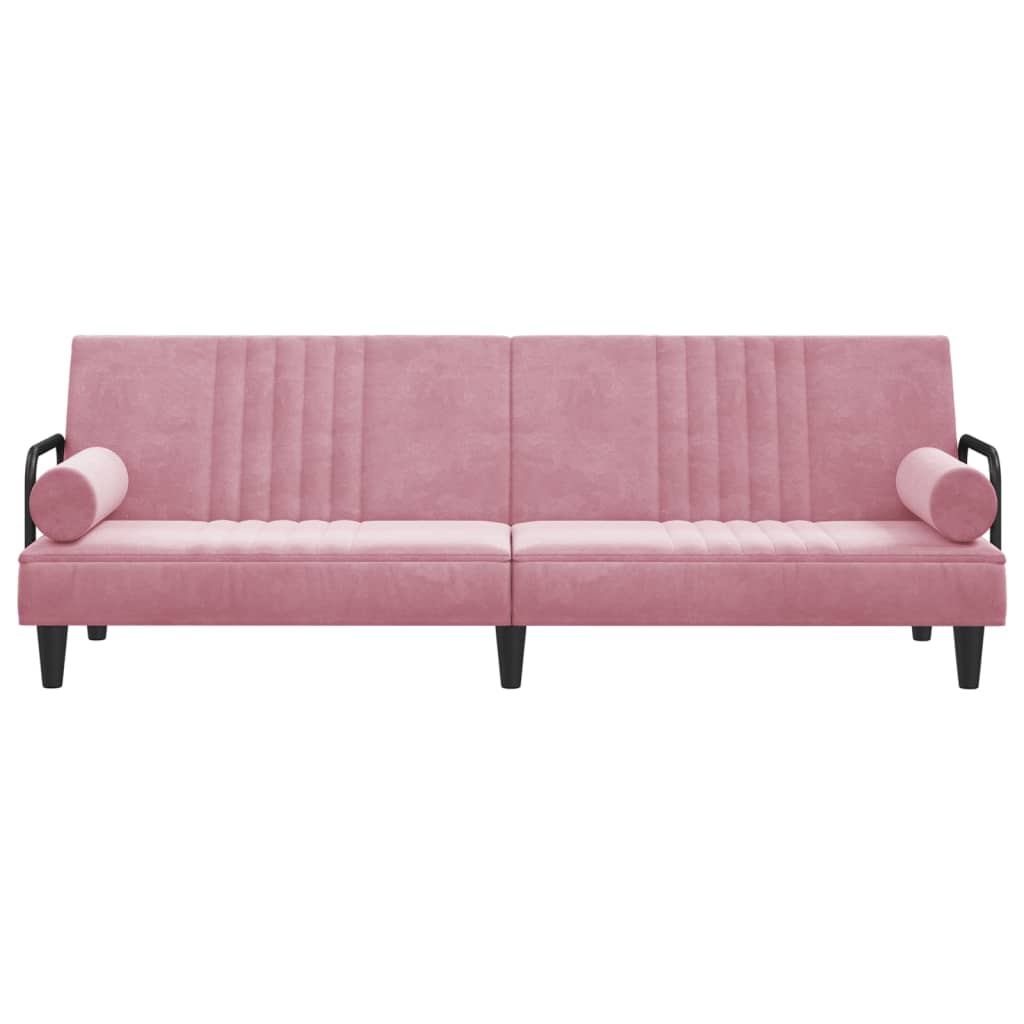 Divano Letto con Braccioli Rosa in Velluto