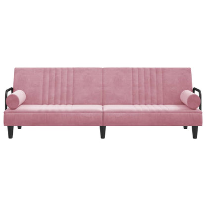 Divano Letto con Braccioli Rosa in Velluto