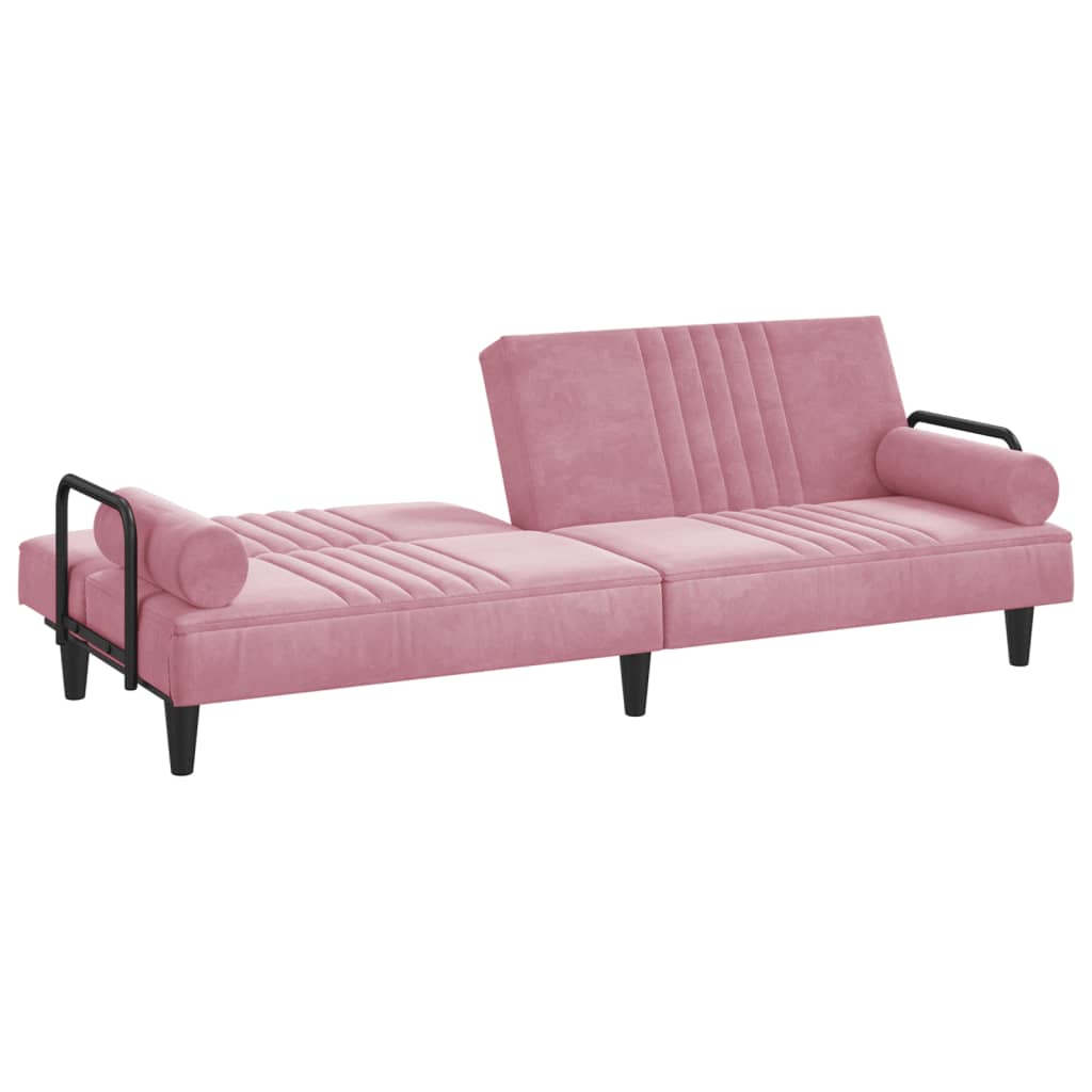 Divano Letto con Braccioli Rosa in Velluto