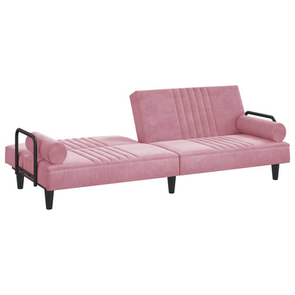 Divano Letto con Braccioli Rosa in Velluto