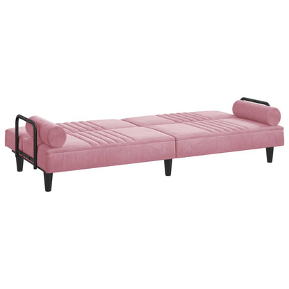 Divano Letto con Braccioli Rosa in Velluto