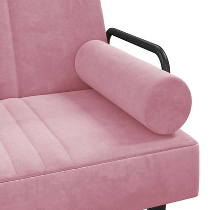 Divano Letto con Braccioli Rosa in Velluto