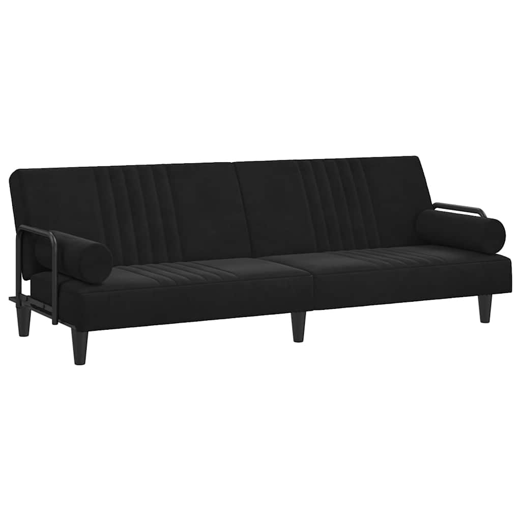 Divano Letto con Braccioli Nero in Velluto | homemem39