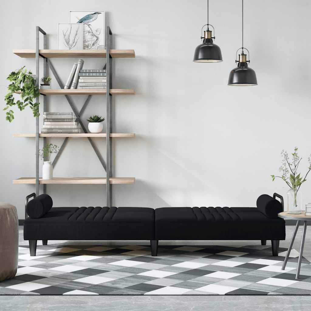 Divano Letto con Braccioli Nero in Velluto | homemem39