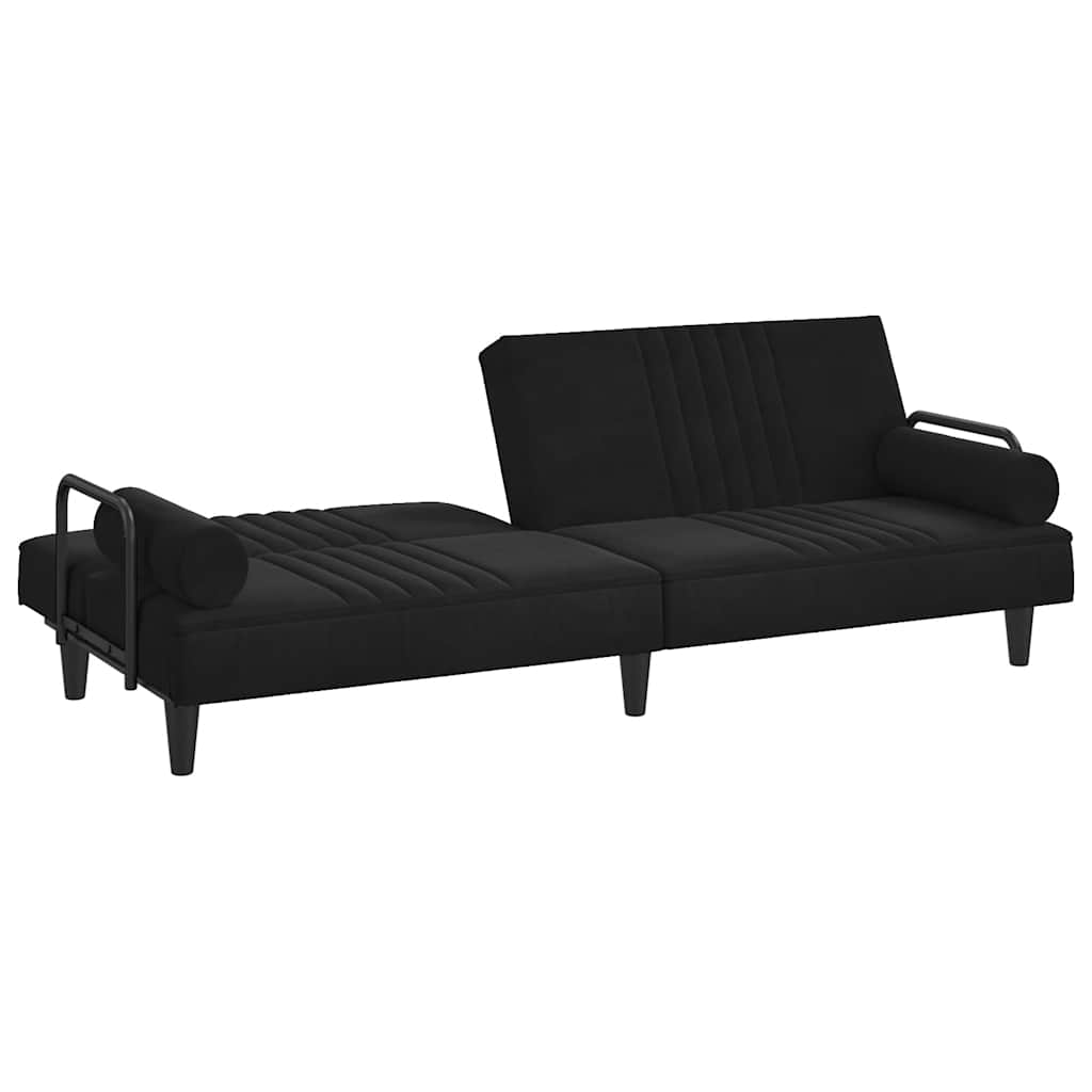 Divano Letto con Braccioli Nero in Velluto | homemem39