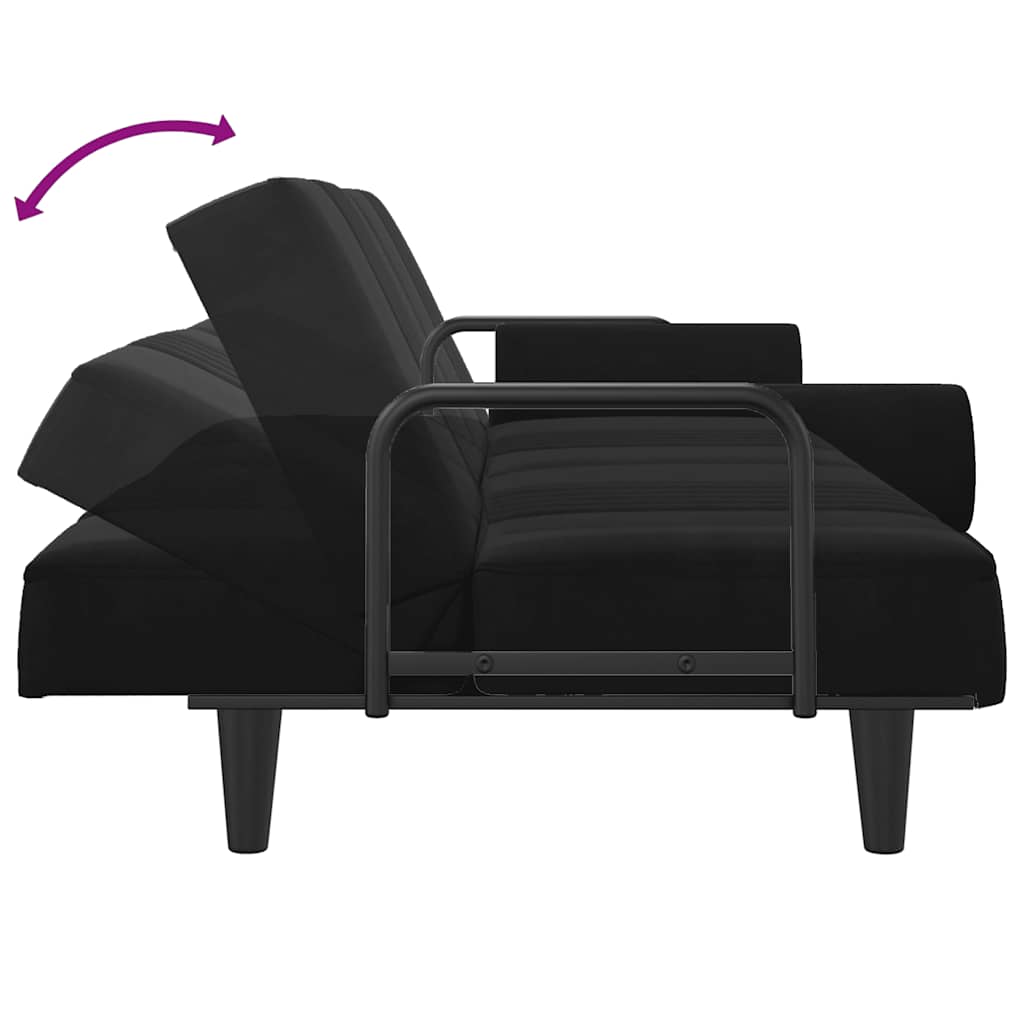 Divano Letto con Braccioli Nero in Velluto | homemem39